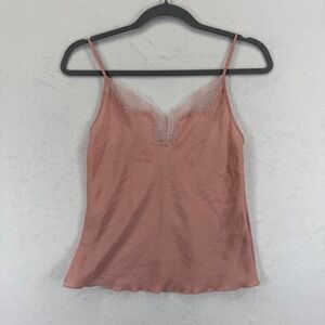 Victorias Secret XS Cami Top Pink Lace Trim Sleeveless Lingerie Tank